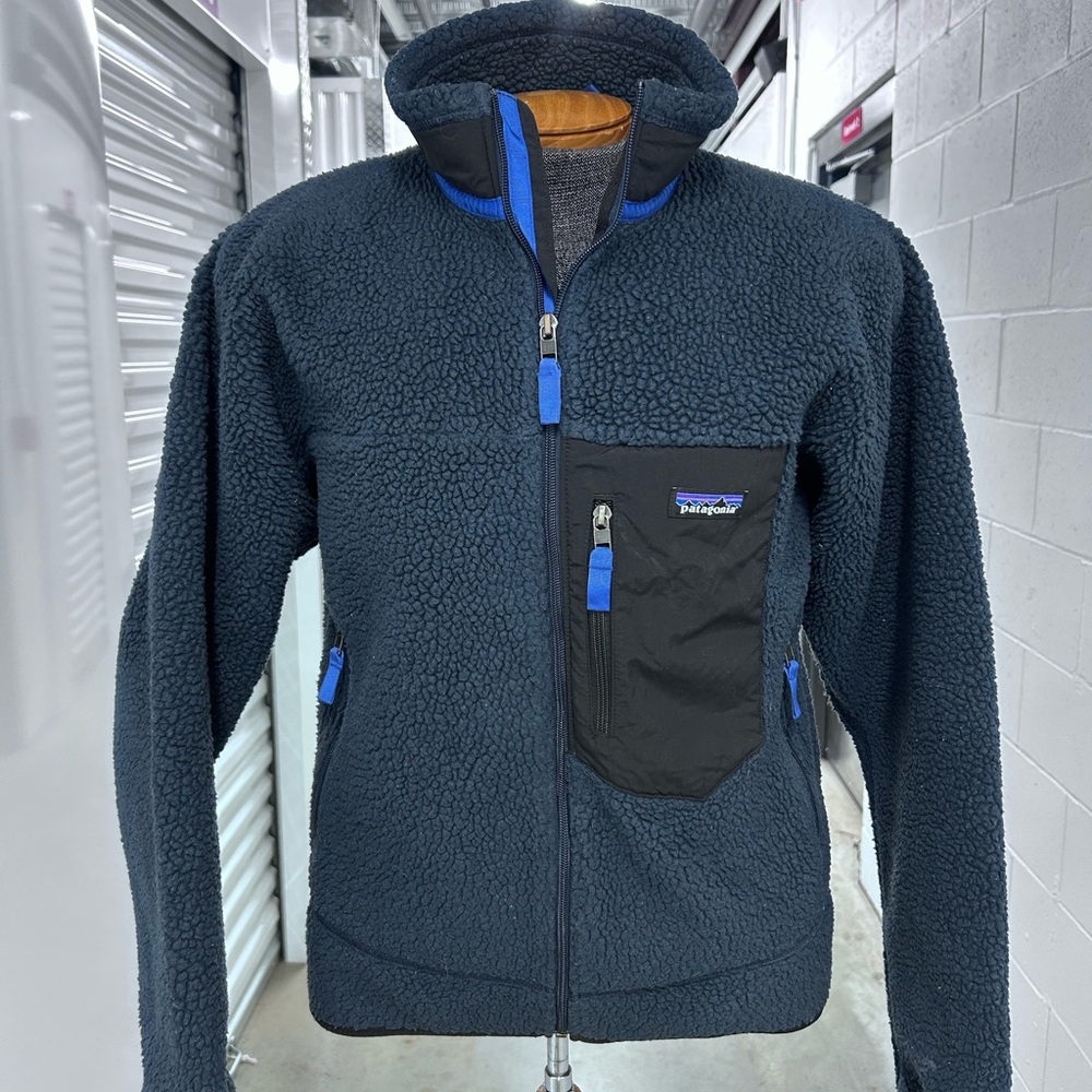 Vintage Patagonia Classic Retro-X Fleece Jacket Deep Pile Full Zip Navy Medium
